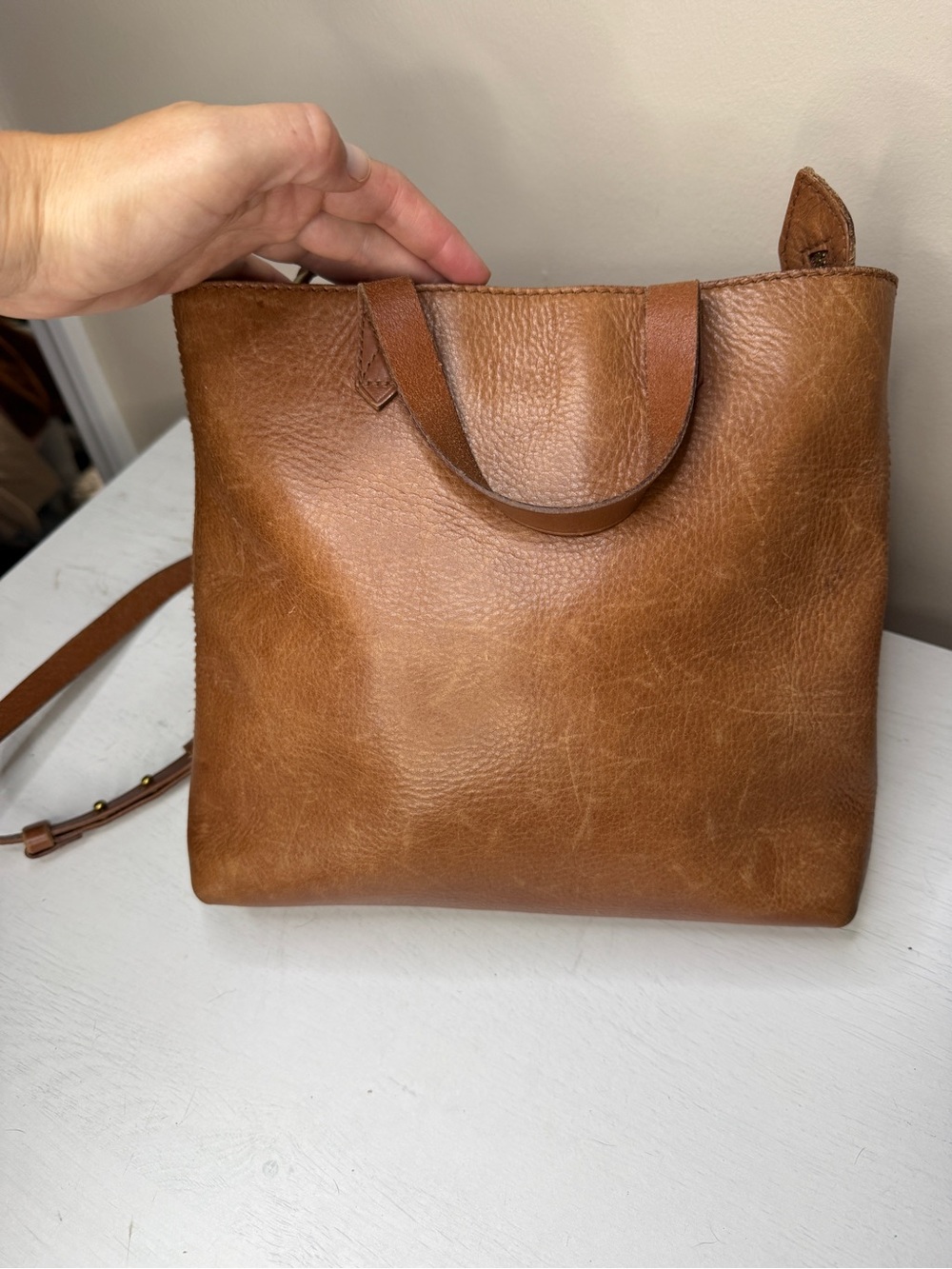 MADEWELL Mini Transport Crossbody Leather Minimal Tote - Picture 7 of 14